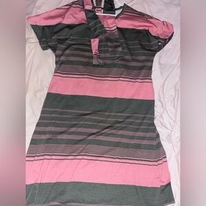 LuLaRoe Marley Pink and Gray Striped Dress